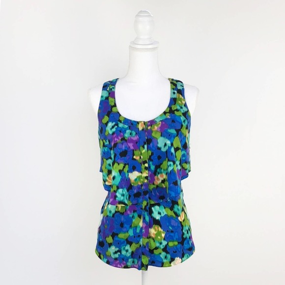 Cynthia Steffe Watercolor Tank Ruffle Shirt | Extra Small - Picture 5 of 8